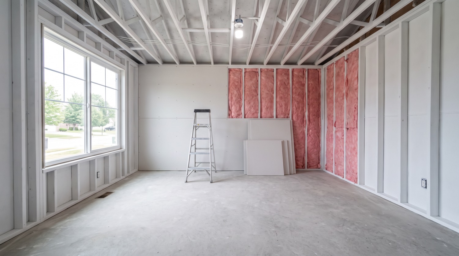 Structure fire in a living room, seal stage of the restoration