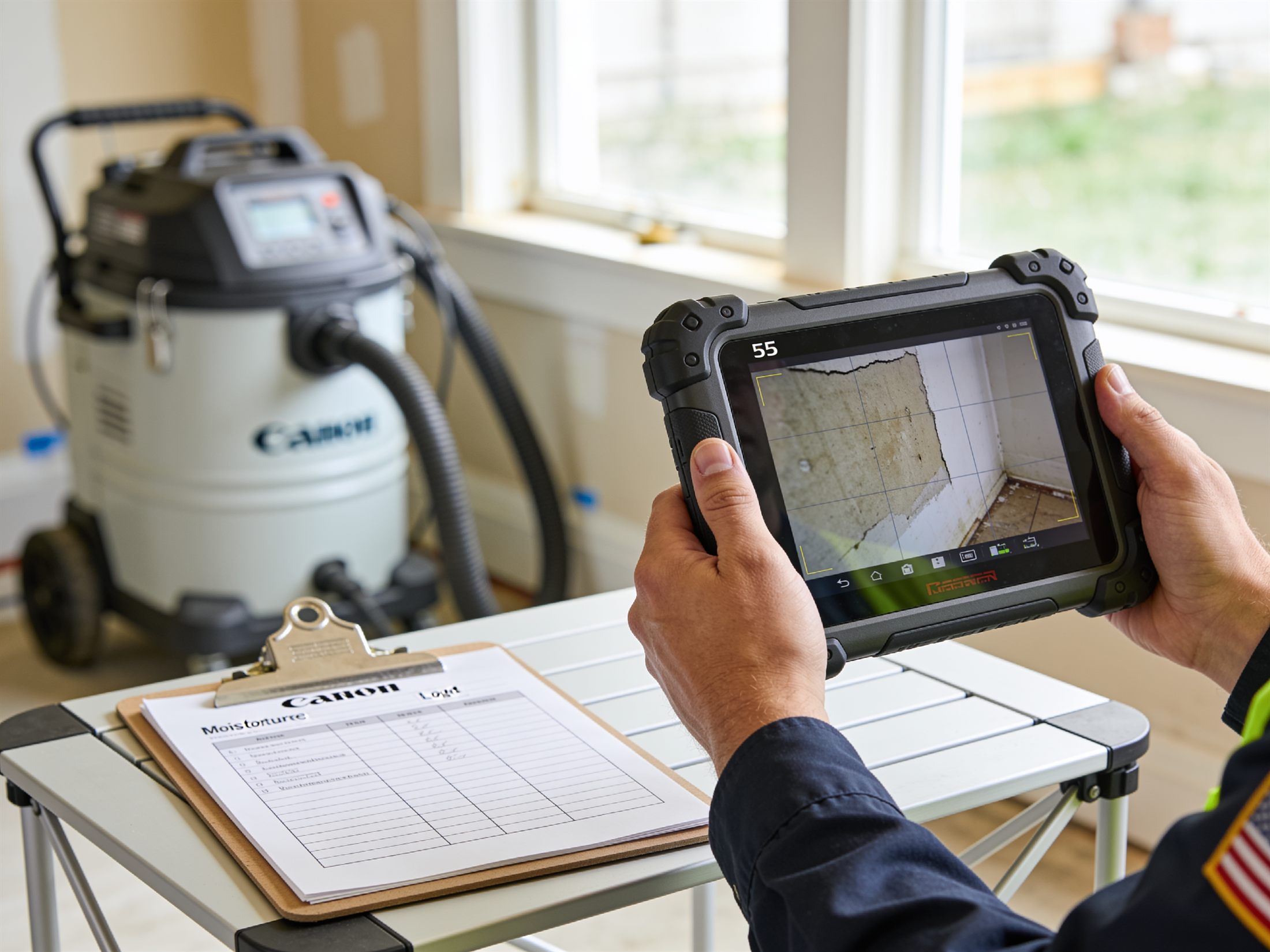 Damage being documented on site for an insurance claim