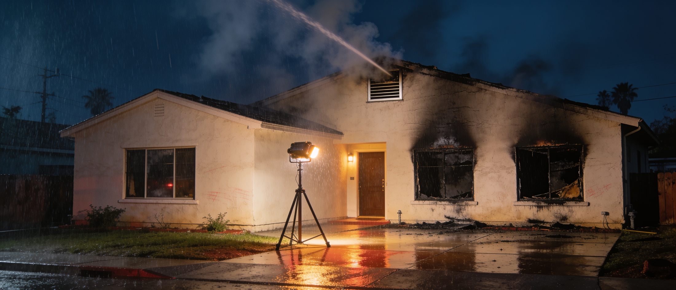 Emergency response at a property at night